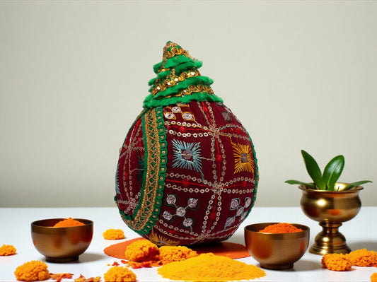 Rajwada Handcrafted nariyal - Maroon