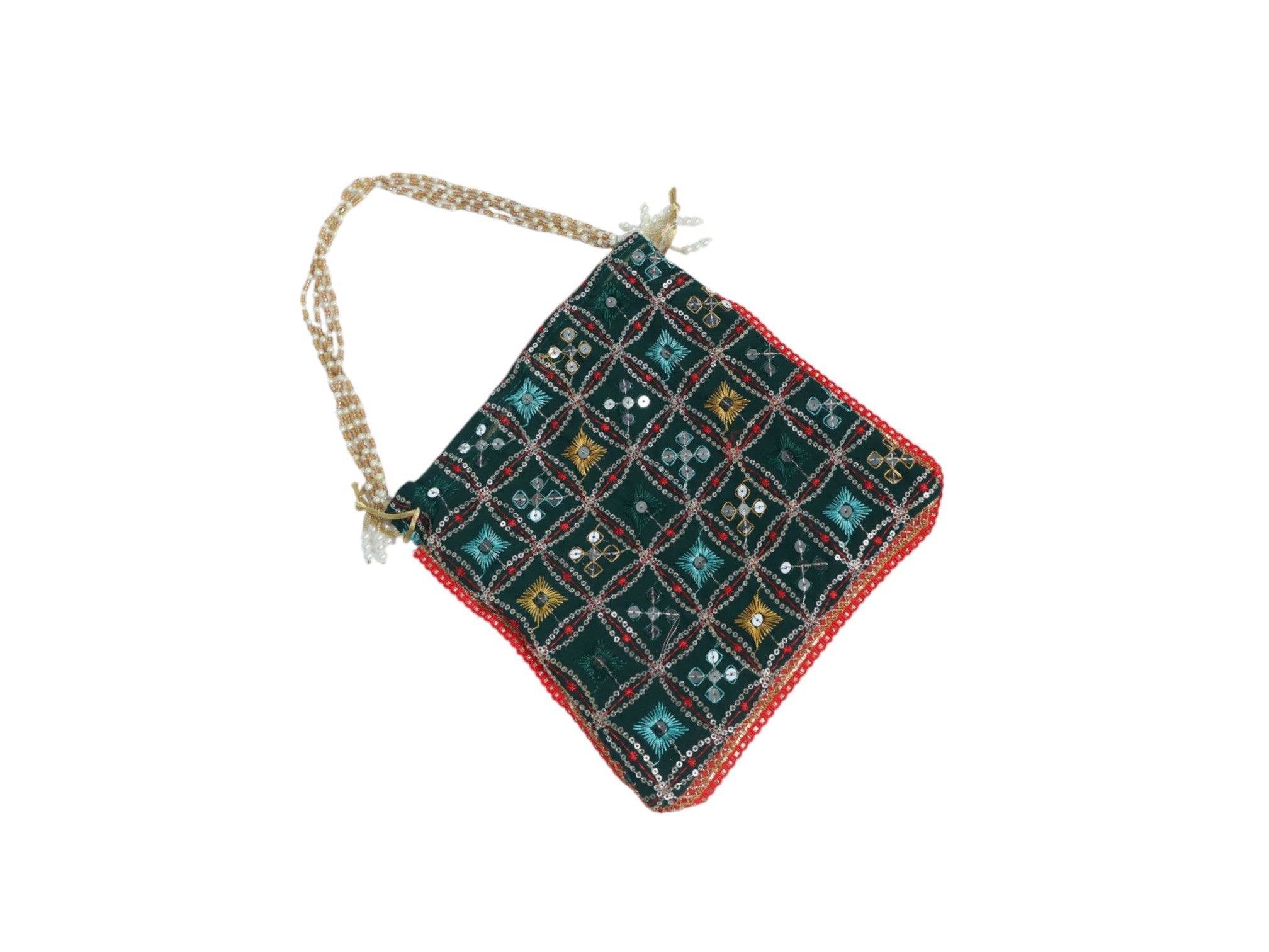 Rajwada Handcrafted Potli - Green - Image 3