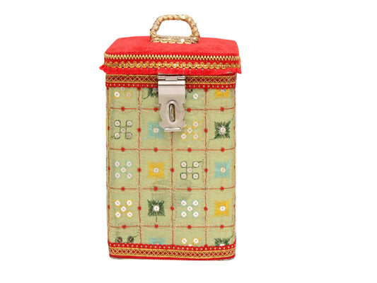 Rajwada Handcrafted Square Container - Pista