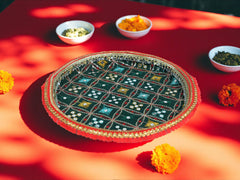 Premium Elegance Teej Celebration Thaal Combo with Potli, Ladoo Box & Shagun Essentials