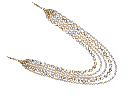 Regal Multi-Layer Pearl & Kundan Groom Mala – 6 Strand Design
