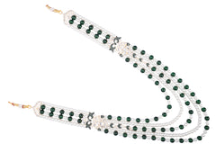 Royal Green Bead & Pearl Multi-Layer Groom Mala with Kundan Accents