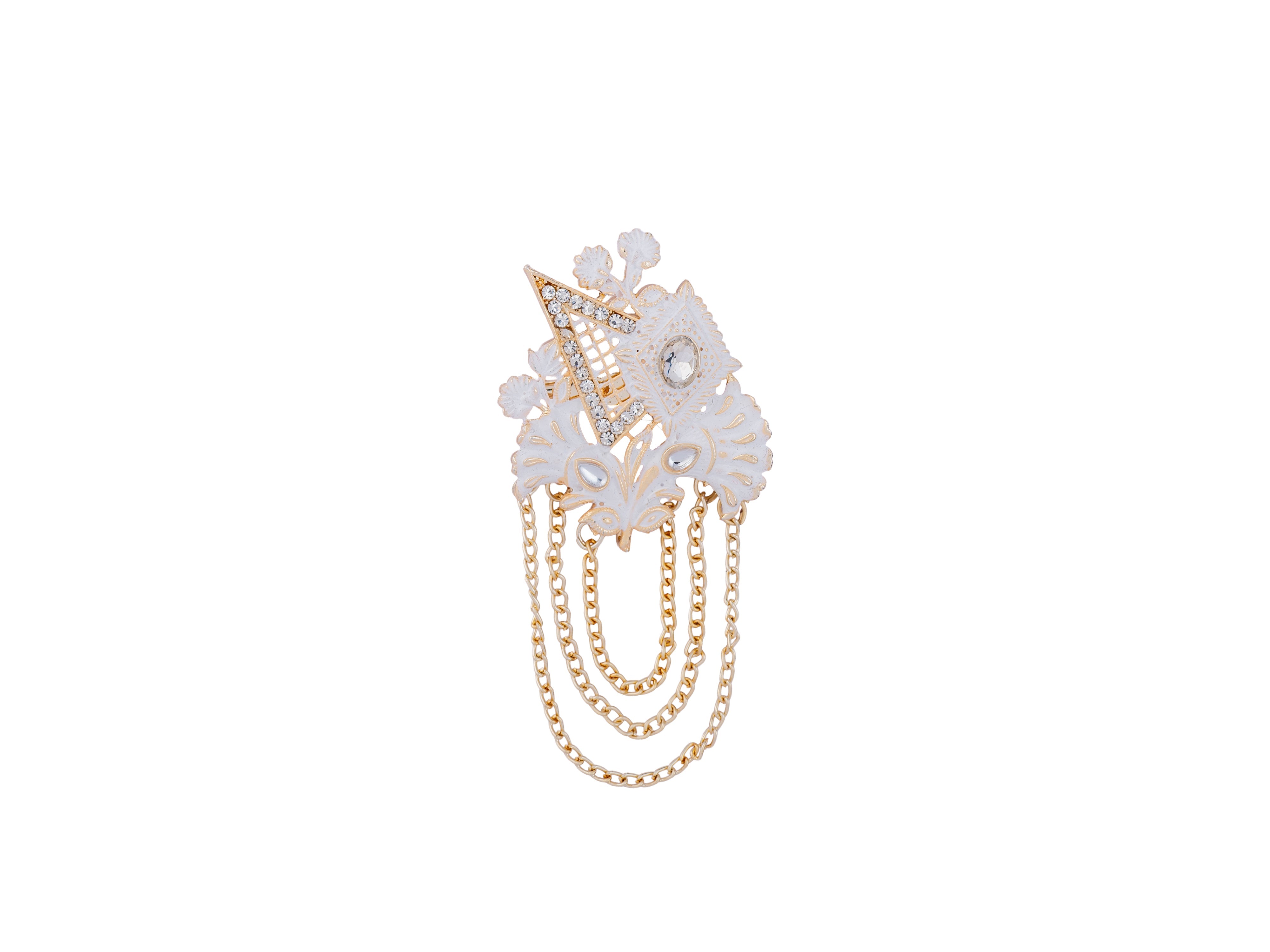 Royal Pearl & Kundan Groom's Brooch - Peach