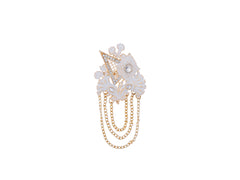 Royal Pearl & Kundan Groom's Brooch - Peach