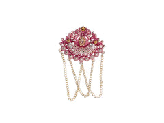 Royal Pearl & Kundan Groom's Brooch - Peach