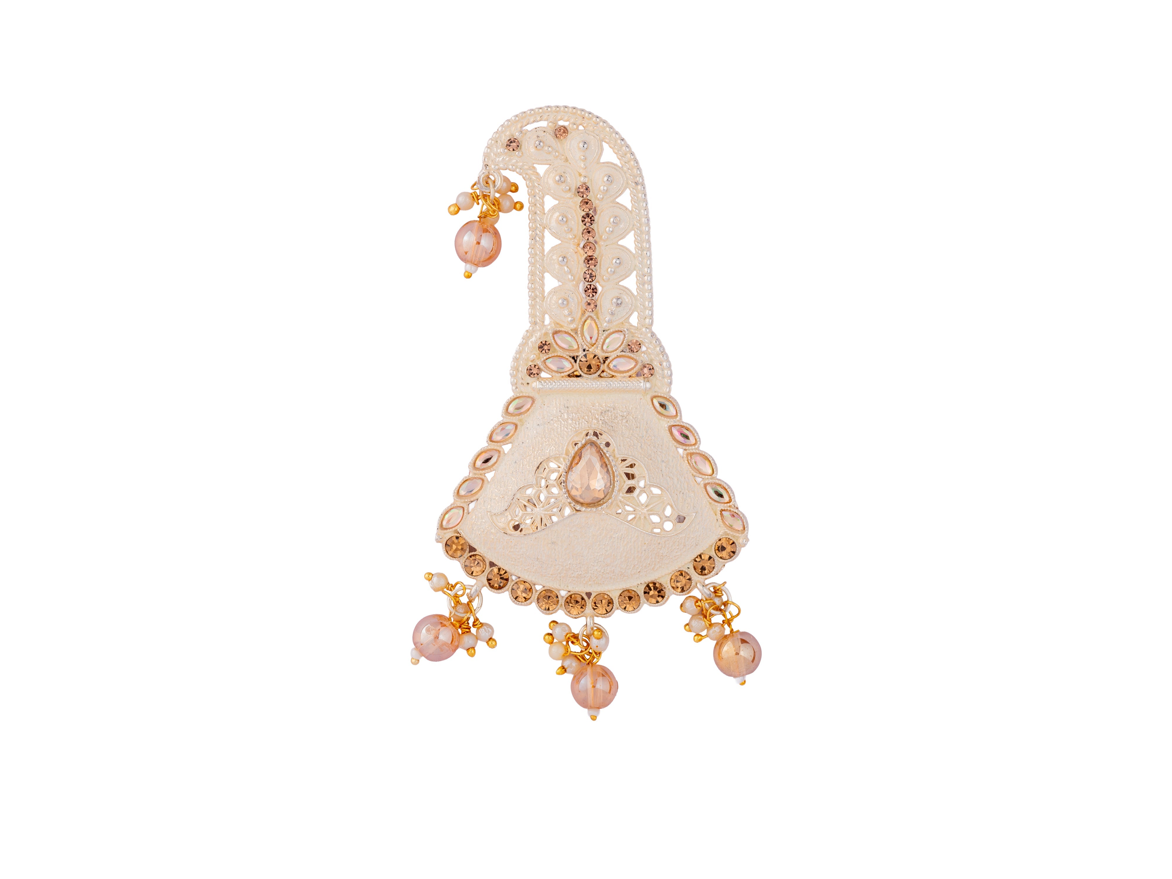 Royal Groom kalgi with Stone Embellishments & Pearl Danglers 