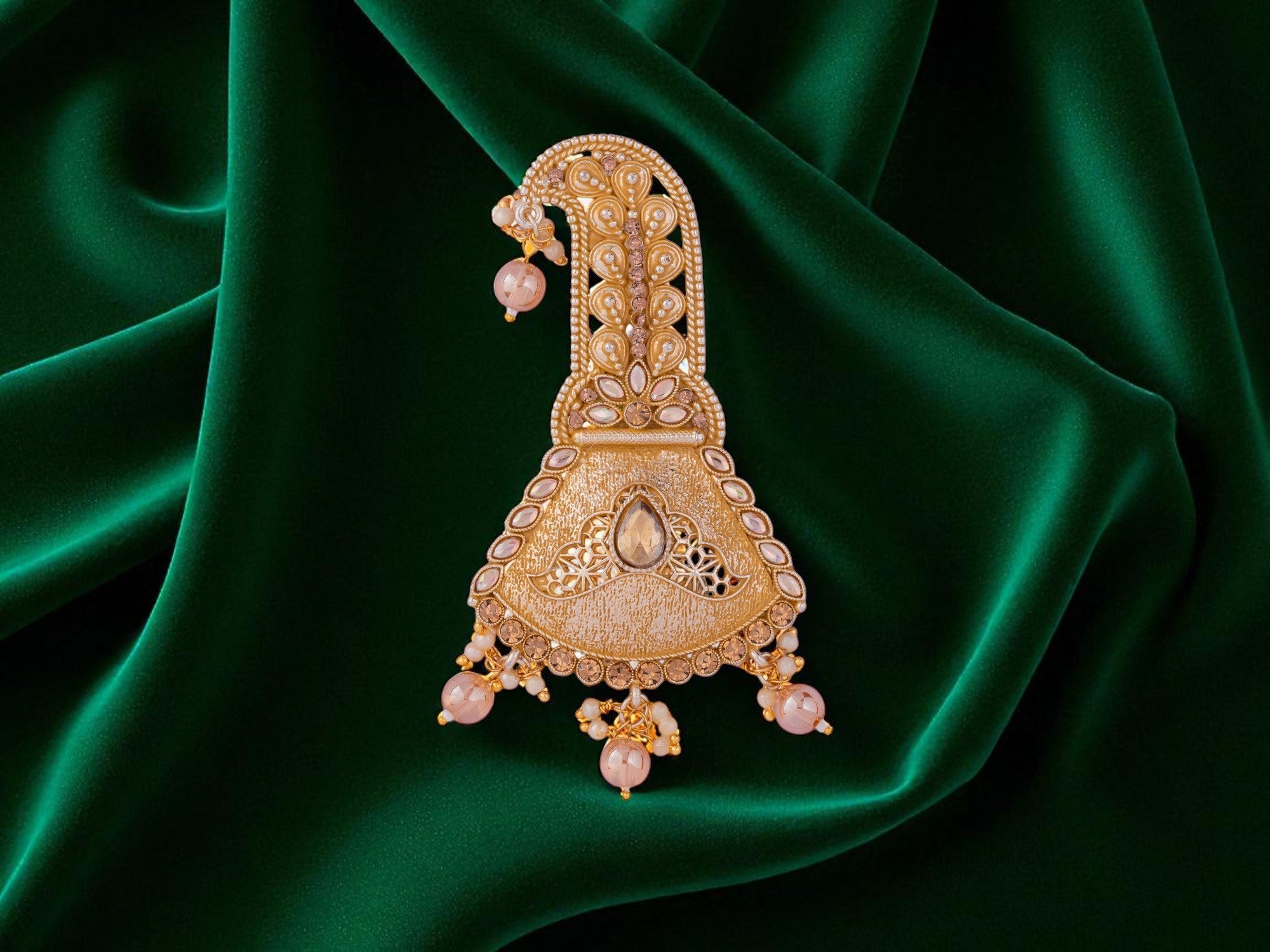 Royal Groom kalgi with Stone Embellishments & Pearl Danglers 
