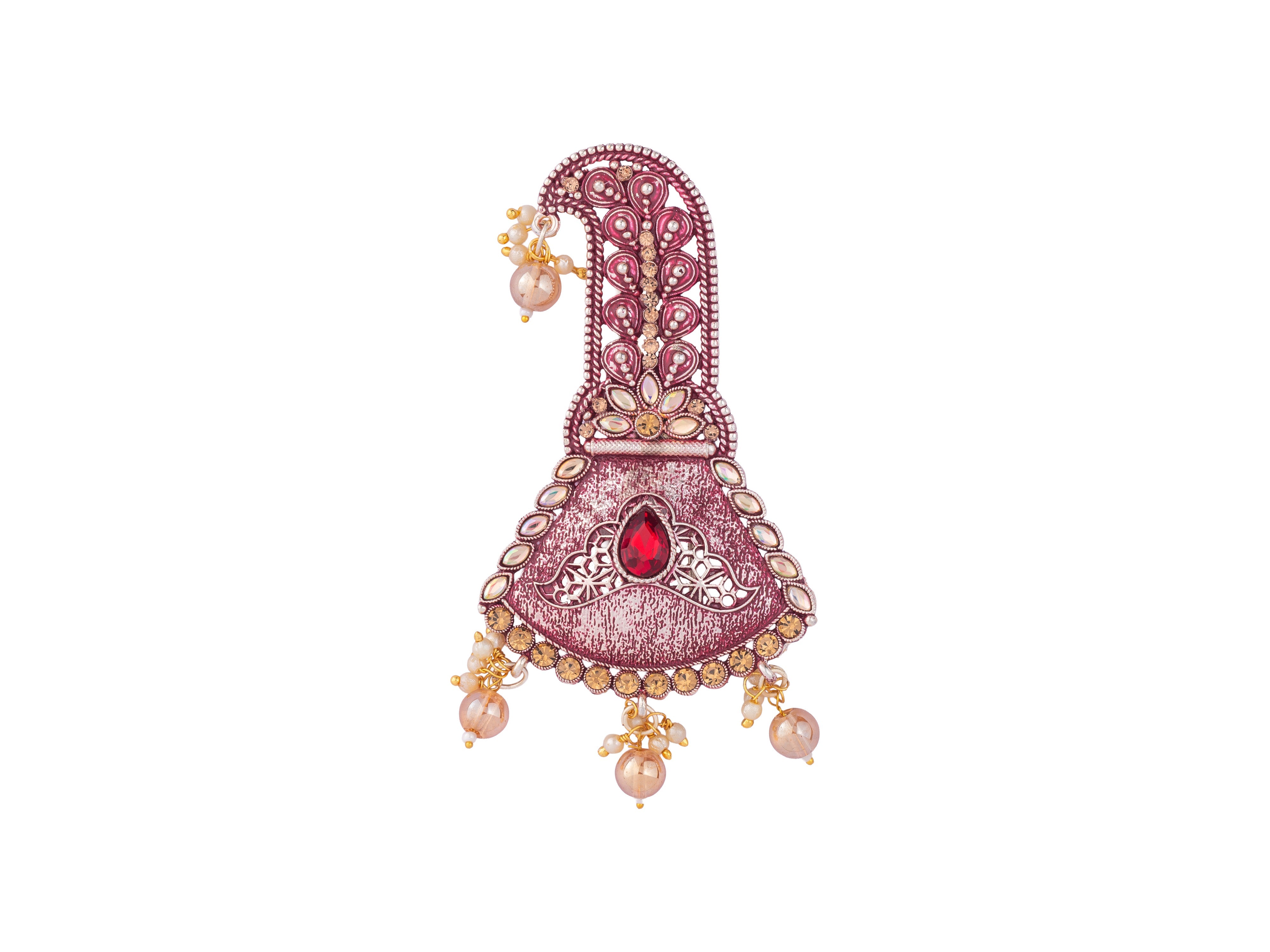 Royal Groom kalgi with Stone Embellishments & Pearl Danglers 