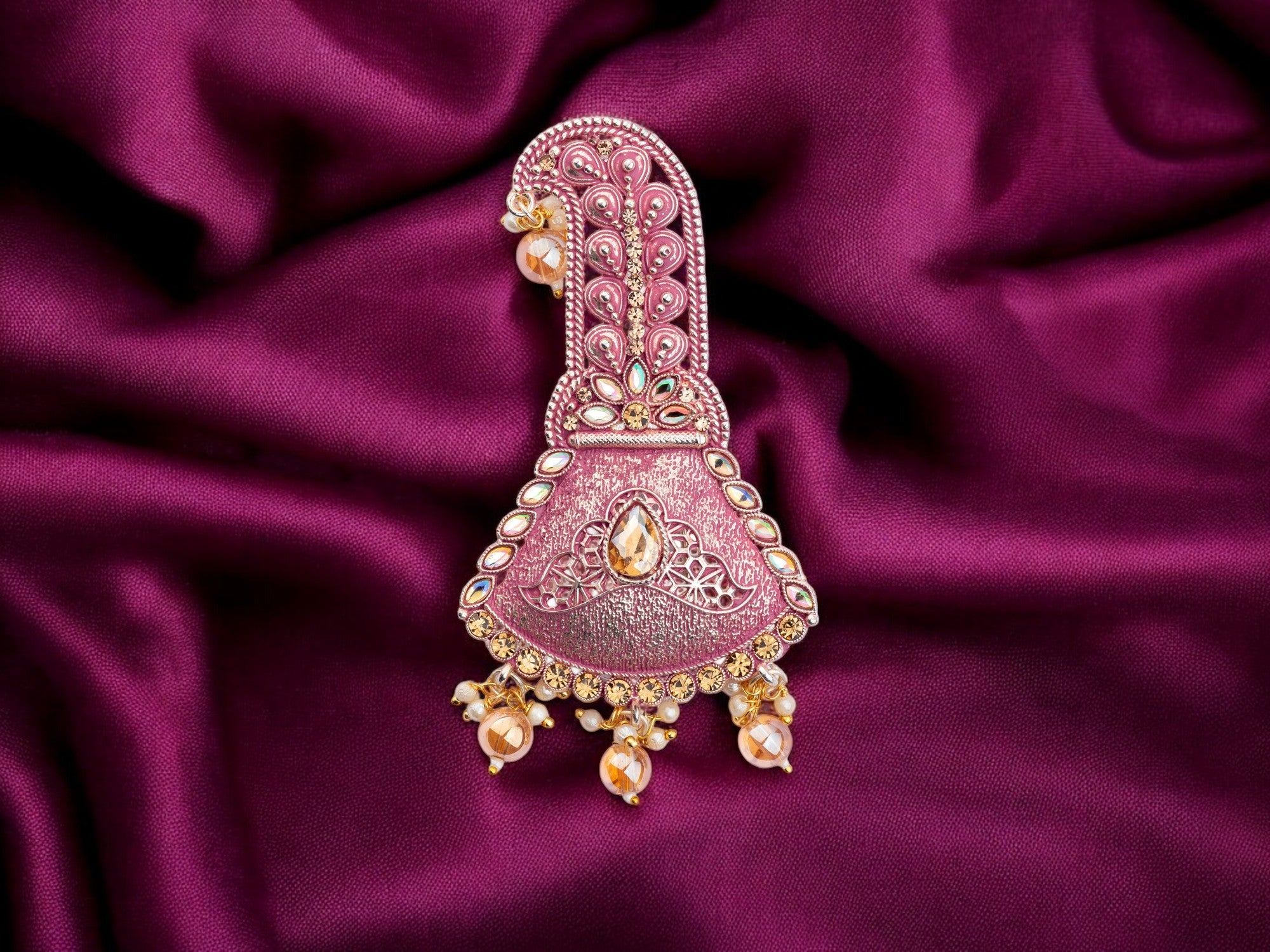 Royal Groom kalgi with Stone Embellishments & Pearl Danglers 