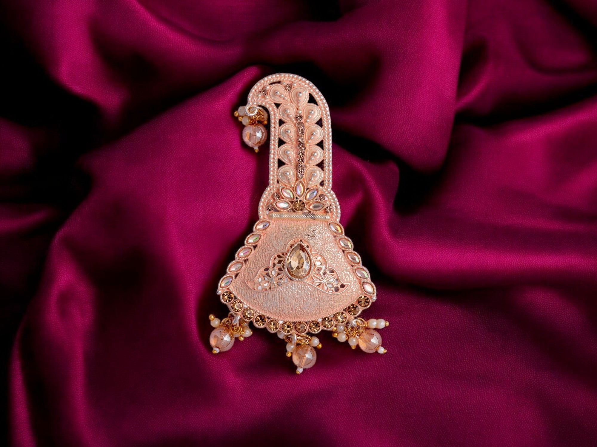 Royal Groom kalgi with Stone Embellishments & Pearl Danglers 