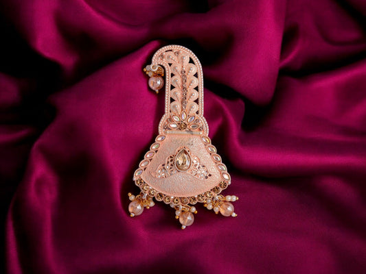 Royal Groom kalgi with Stone Embellishments & Pearl Danglers 