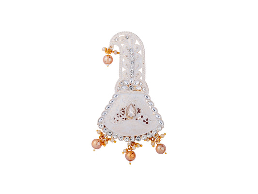 Royal Groom kalgi with Stone Embellishments & Pearl Danglers 