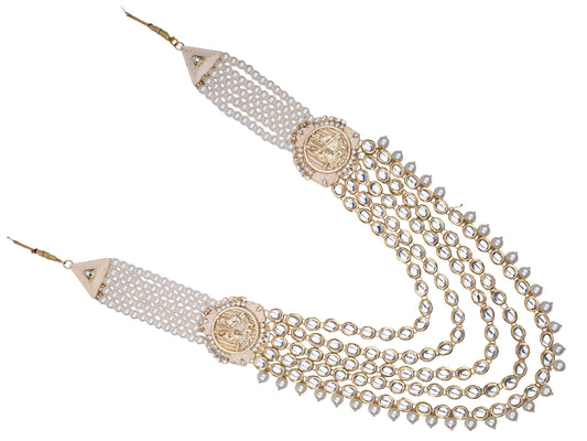 Royal Mirror & Pearl Multi-Layer Groom Mala
