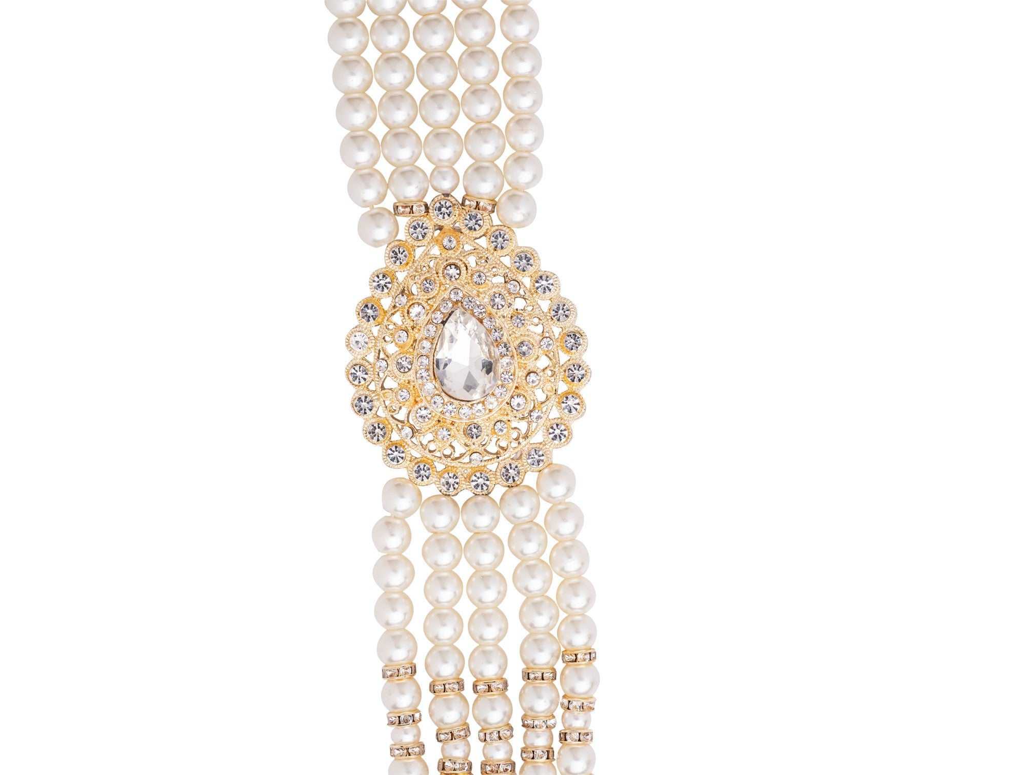 Subtle Pearl & Bead Groom’s Mala with Statement Pendant - White