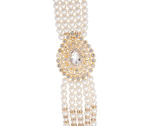 Subtle Pearl & Bead Groom’s Mala with Statement Pendant - White