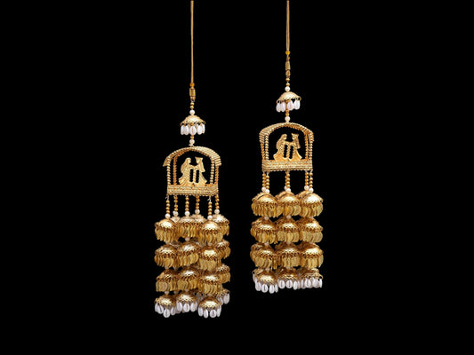 Traditional Golden Multi-Layer Bridal Kaleera with Wedding Motif