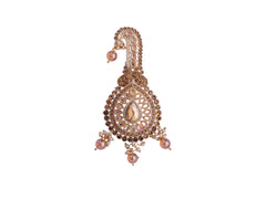 Traditional Groom kalgi with Kundan Work & Pearl Danglers - White