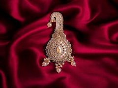 Traditional Groom kalgi with Kundan Work & Pearl Danglers - White