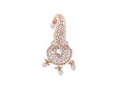 Traditional Groom kalgi with Kundan Work & Pearl Danglers - White