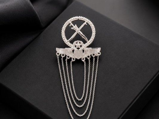 Warrior Chain Lapel Brooch for Men – Silver Finish Suit Pin