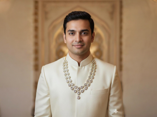 JB - Mayur Stone Groom Mala - White