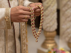 JB - Mayur Stone Groom Mala - Maroon