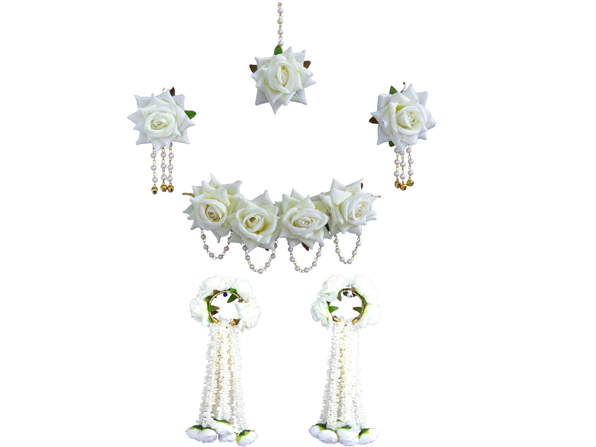 White Rose Floral Jewellery Set
