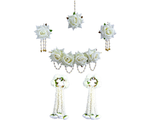 White Rose Floral Jewellery Set
