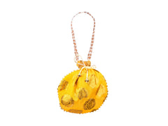 Bail Round Potli Bag with Pearl Beaded Handle Yellow- Pack of 4