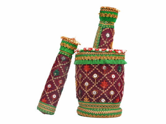 Zardozi Embroidered  Okhal Musal - Maroon