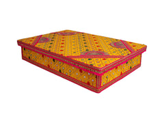 Zardozi Embroidered  Chowki - Yellow