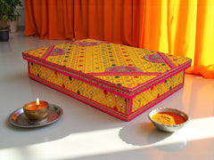 Zardozi Embroidered  Chowki - Yellow