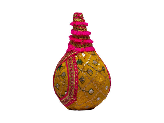 Zardozi handcrafted  nariyal - Yellow