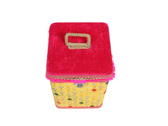 Zardozi Steel Square container - yellow