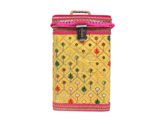 Zardozi Steel Square container - yellow