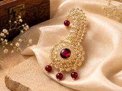 Traditional Groom kalgi with Kundan Work & Pearl Danglers - Maroon