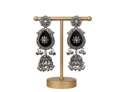 Ethereal Black Floral Statement Jhumkas with Gift Box and message card