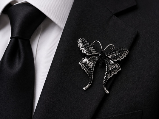 Midnight Sapphire Butterfly Men's Lapel Brooch