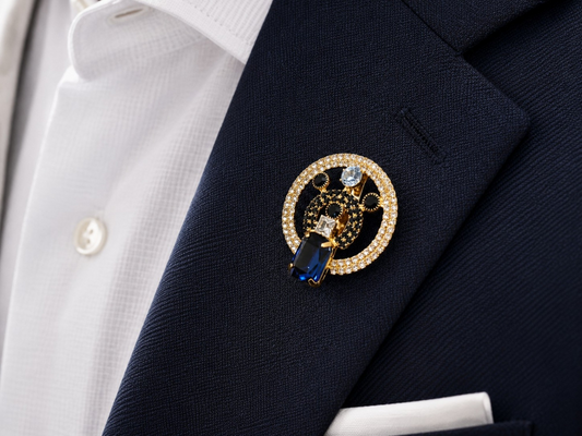Royal Sapphire Halo Men's Brooch Pin