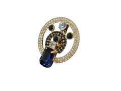 Royal Sapphire Halo Men's Brooch Pin