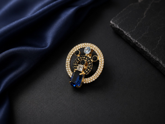 Royal Sapphire Halo Men's Brooch Pin