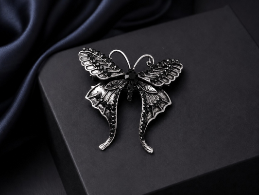 Midnight Sapphire Butterfly Men's Lapel Brooch