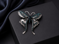 Midnight Sapphire Butterfly Men's Lapel Brooch