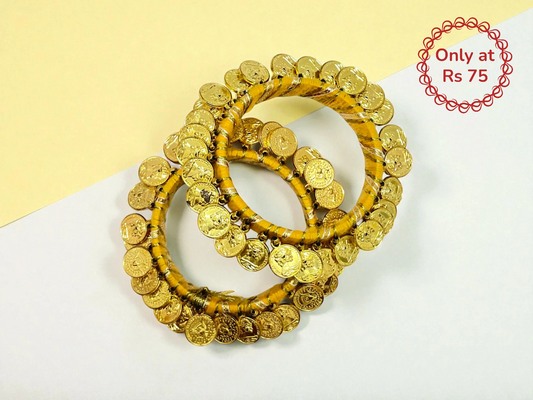 Golden Coin Wedding Favour Bangles Pairs