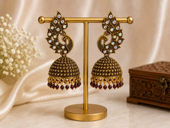 Peacock Elegance Jhumka Trio Combo - Pink,Green and Maroon