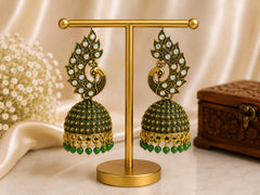 Peacock Elegance Jhumka Trio Combo - Pink,Green and Maroon