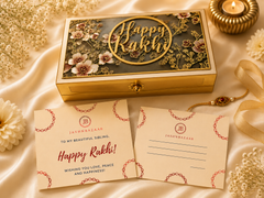 Sparsh Raksha Bandhan Gift Box- 6 ITEM COMBO -MDF BOX + 2 RAKHIS+ CHOCO PIE +ROLI MOLI+ MESSAGE CARD