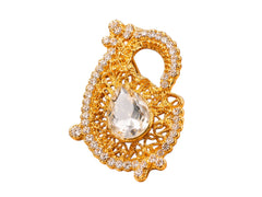 Crystal Paisley Men's Brooch Pin – Gold Finish