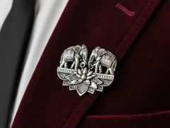 Elephant Lotus Men's Lapel Brooch Pin