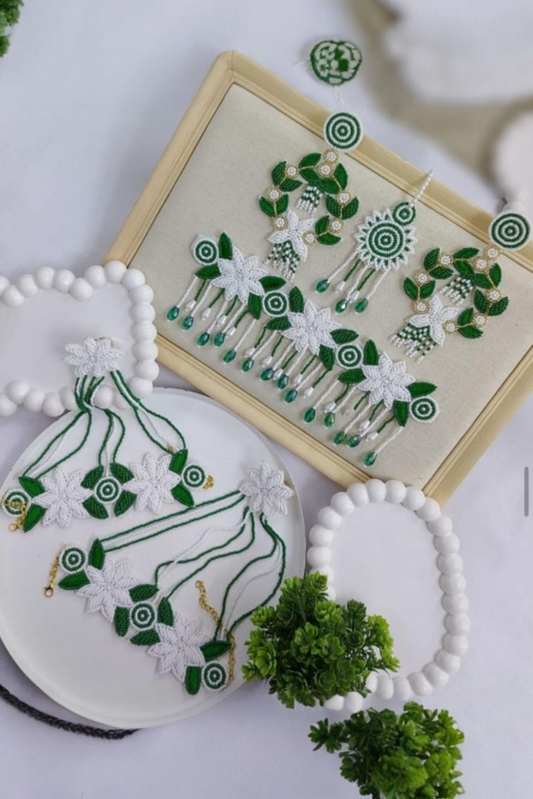 Emerald Bloom Handcrafted Beaded Jewelry Set